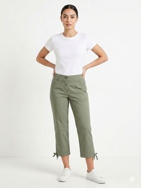 Northern Reflections Olive Green Cropped Tie-Hem Capris